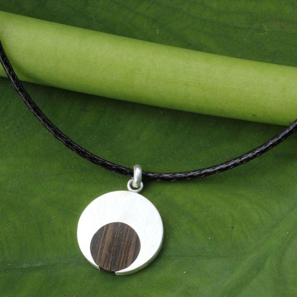 Indian Elm on Sterling Silver Necklace for Men Jewelry 'Everlasting Moon'