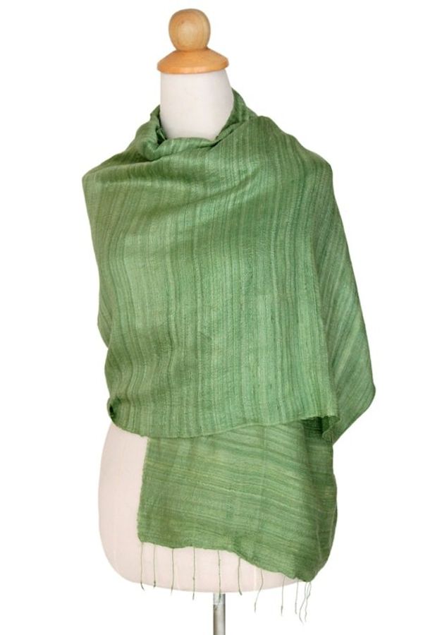 Alternate image for Hand Made Silk Shawl Green Treasure