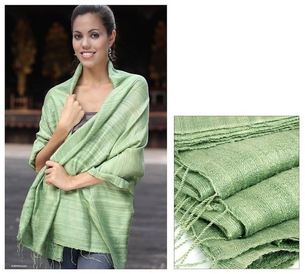 Alternate image for Hand Made Silk Shawl Green Treasure