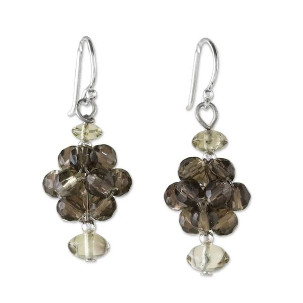 Alternate image for Quartz cluster earrings Smoky Mystique