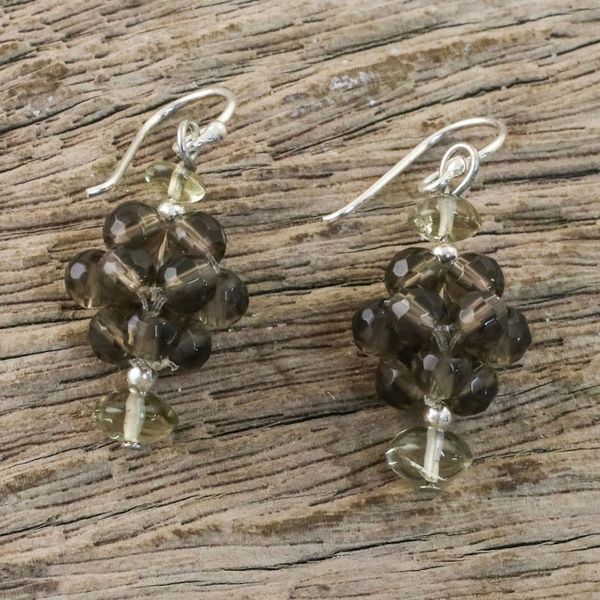 Alternate image for Quartz cluster earrings Smoky Mystique