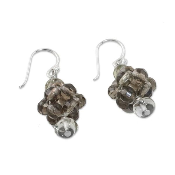 Alternate image for Quartz cluster earrings Smoky Mystique