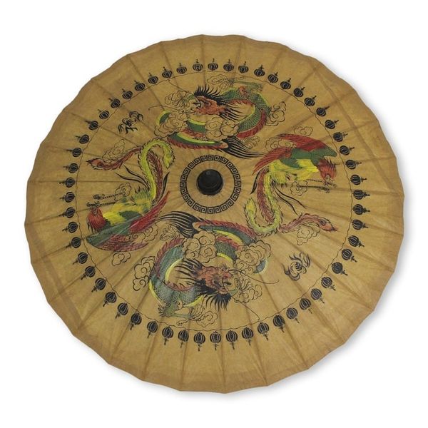 Alternate image for Hand Made Paper and Bamboo Parasol Dragons and Peacocks