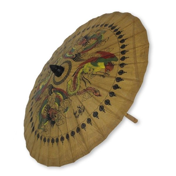 Alternate image for Hand Made Paper and Bamboo Parasol Dragons and Peacocks