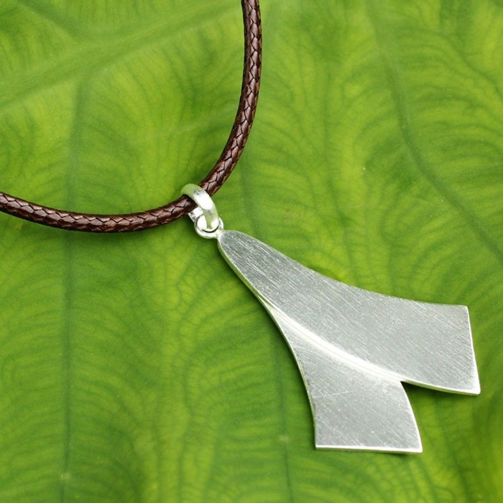 Fair Trade Sterling Silver Necklace for Men Jewelry 'Crossing Swords'