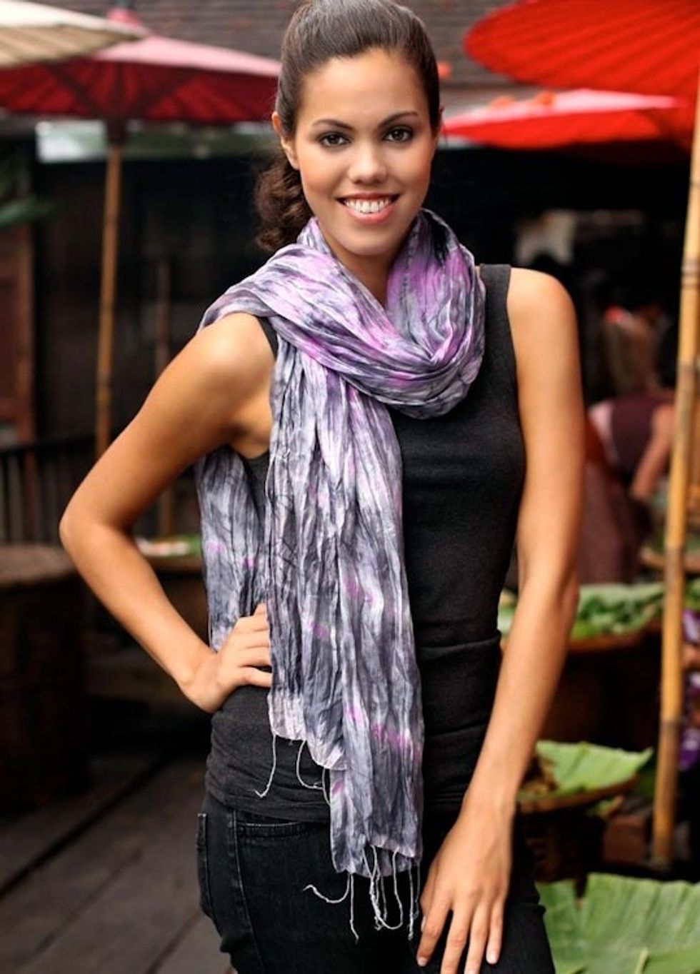 Tie Dye Scarf from Thailand 'Smoky Rose'