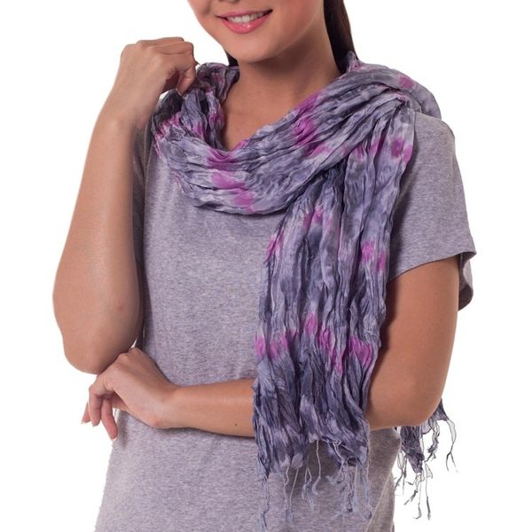 Alternate image for Tie Dye Scarf from Thailand Smoky Rose
