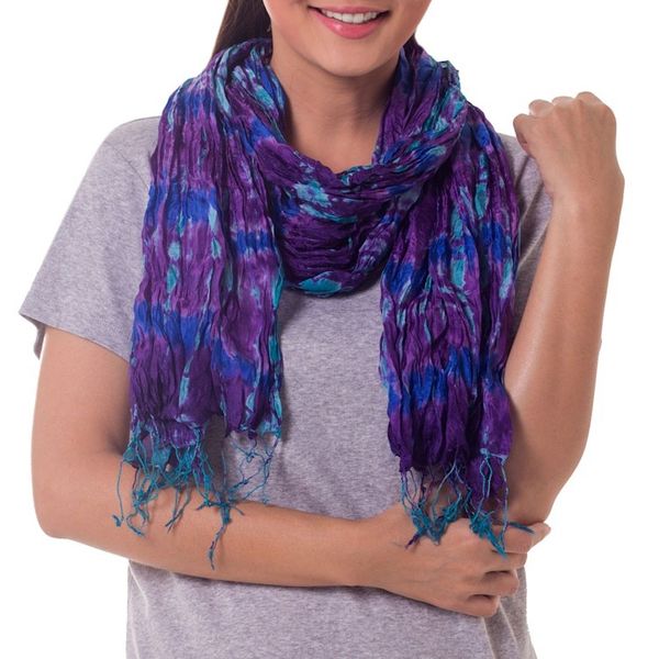 Alternate image for Hand Made Tie-dyed Scarf Smoky Lily