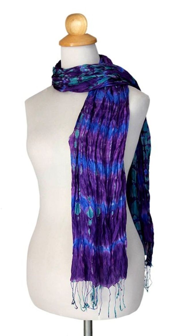 Alternate image for Hand Made Tie-dyed Scarf Smoky Lily