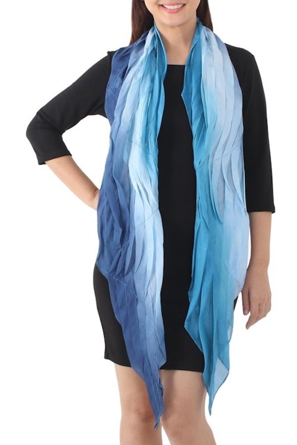 Alternate image for Hand Made Ombre Silk Scarf Blue Magnificence