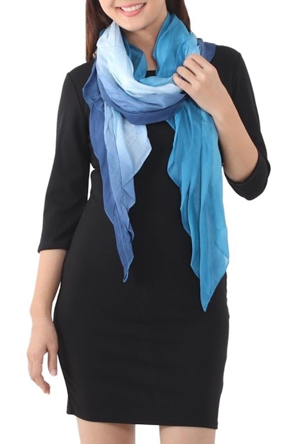 Alternate image for Hand Made Ombre Silk Scarf Blue Magnificence