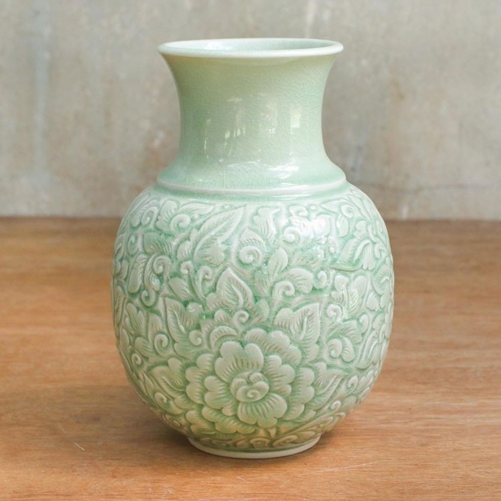 Celadon Ceramic Vase 'Jade Landscape'