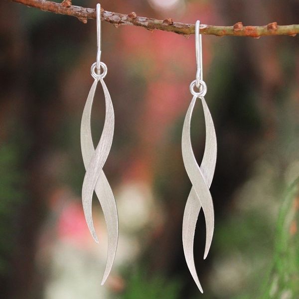 Alternate image for Modern Sterling Silver Dangle Earrings Ping River Flows