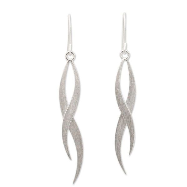 Alternate image for Modern Sterling Silver Dangle Earrings Ping River Flows