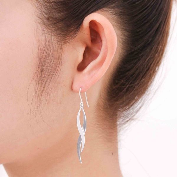 Alternate image for Modern Sterling Silver Dangle Earrings Ping River Flows