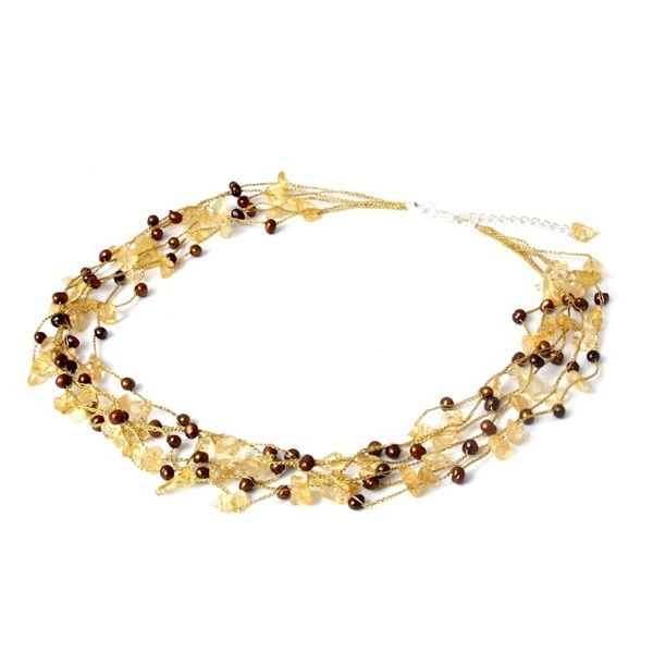 Alternate image for Cultured pearl and citrine beaded necklace Afternoon Light