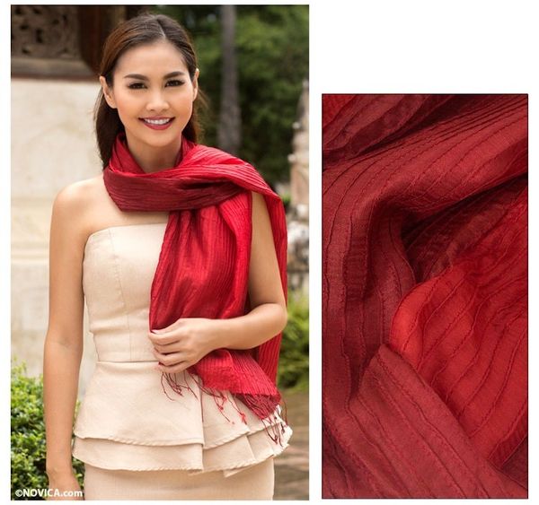 Alternate image for Pin tuck scarf Red Transition