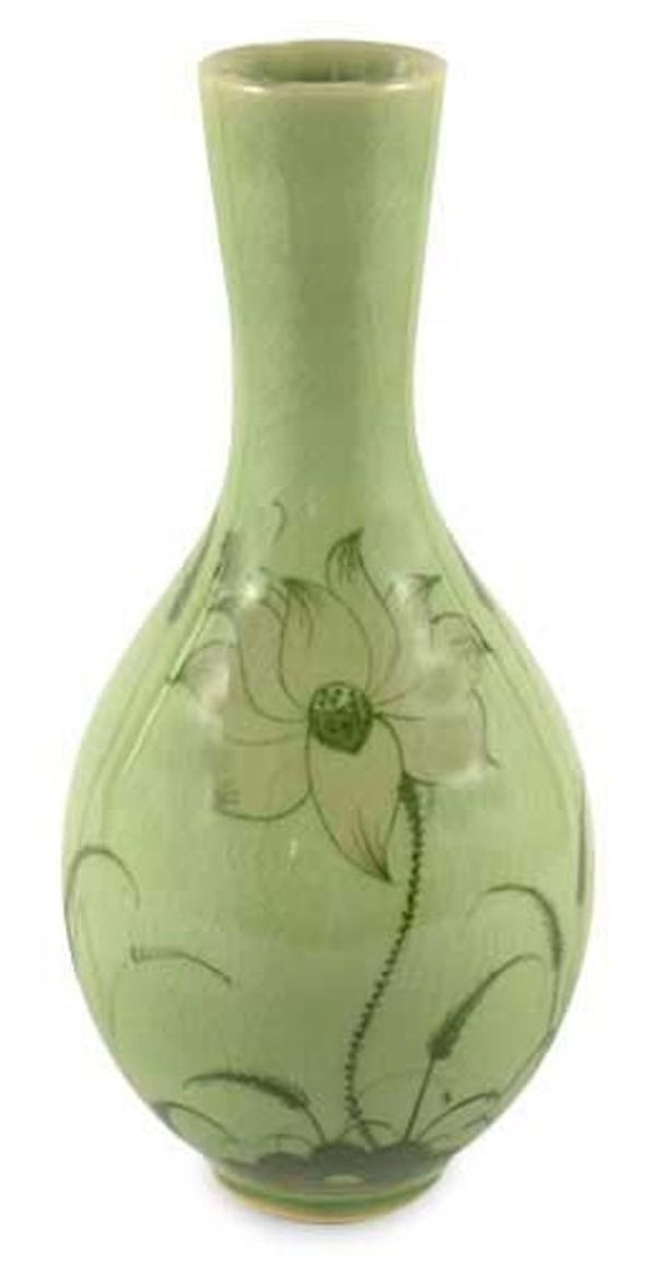 Alternate image for Celadon ceramic vase Lofty Lotus