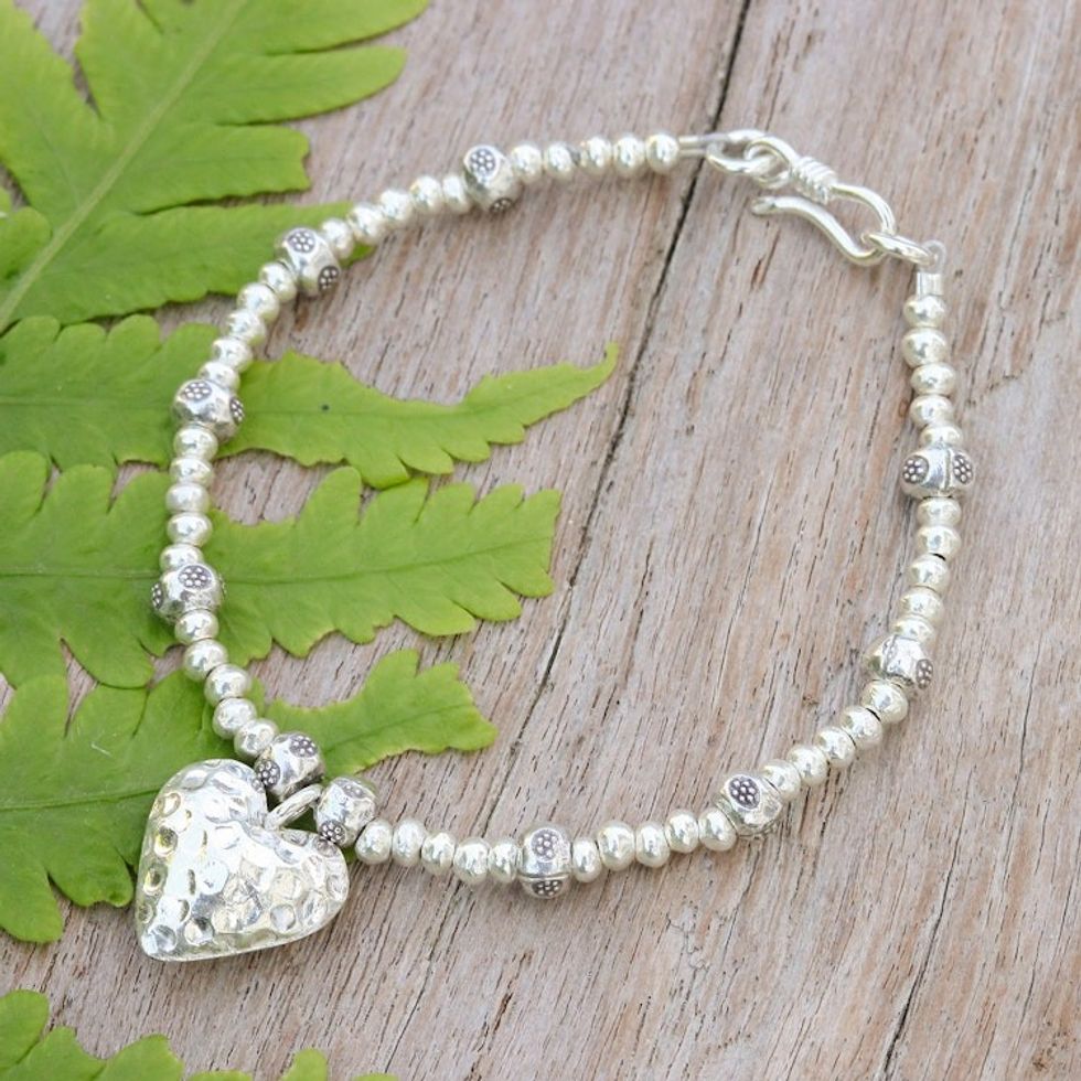 Sterling silver heart bracelet 'One Love'