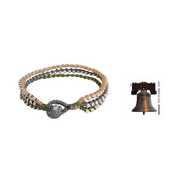 Alternate image for Hill Tribe Jewelry Bracelet in Peach Gray and Green Pastel Siam Melody