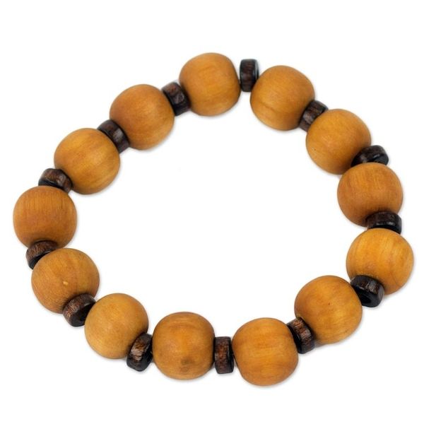 Alternate image for Handcrafted Stretch Bracelet with Wood Beads Labadi Warmth