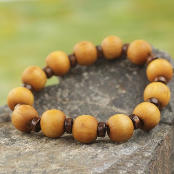 Alternate image for Handcrafted Stretch Bracelet with Wood Beads Labadi Warmth
