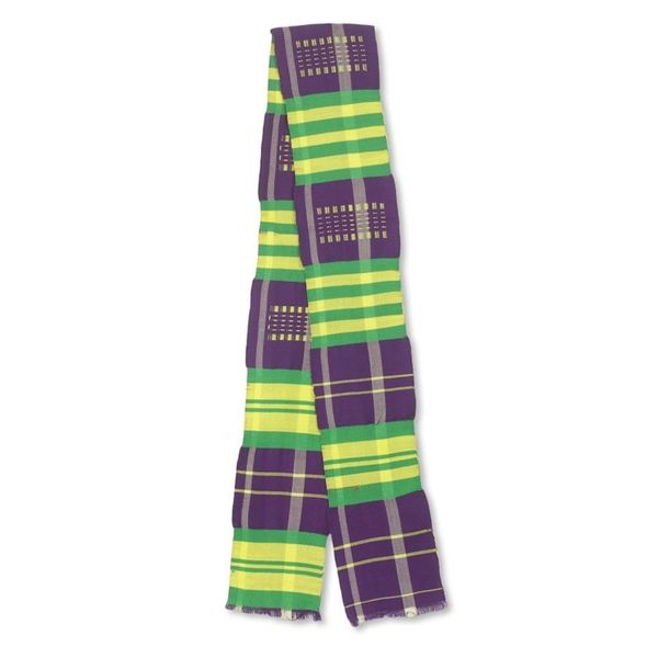 Alternate image for Narrow Purple and Green Kente Cloth Scarf 5 Inch Width Nyiraba