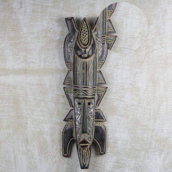 Alternate image for African Wood Mask Hand Crafted by Ghanaian Artisan Akwasi
