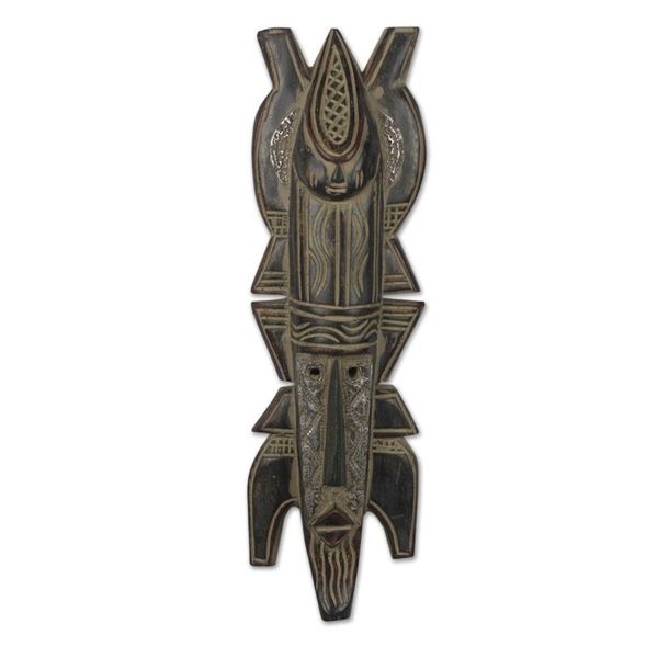 Alternate image for African Wood Mask Hand Crafted by Ghanaian Artisan Akwasi