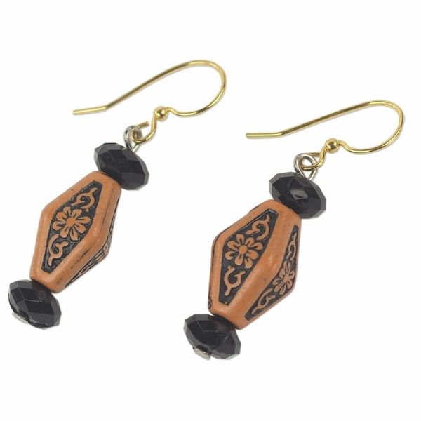 Alternate image for Rustic Floral Recycled Plastic Dangle Earrings from Ghana Joyful Flowers