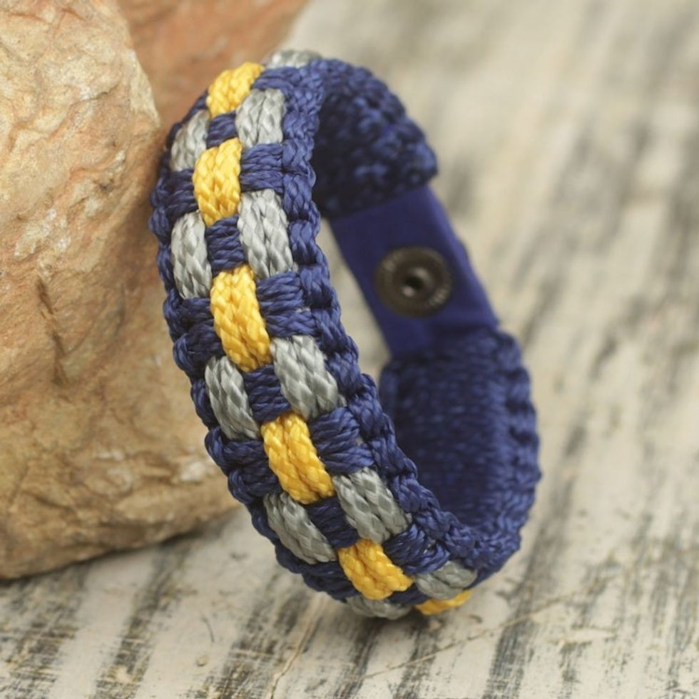 Colorful Men's Bracelet Woven from Polypropylene Cords 'High Expectations'