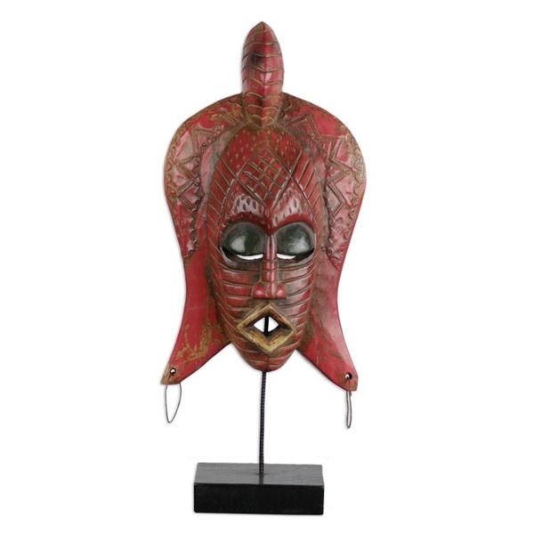 Alternate image for Deep Rose Colored African Wood Mask on Stand Fameye