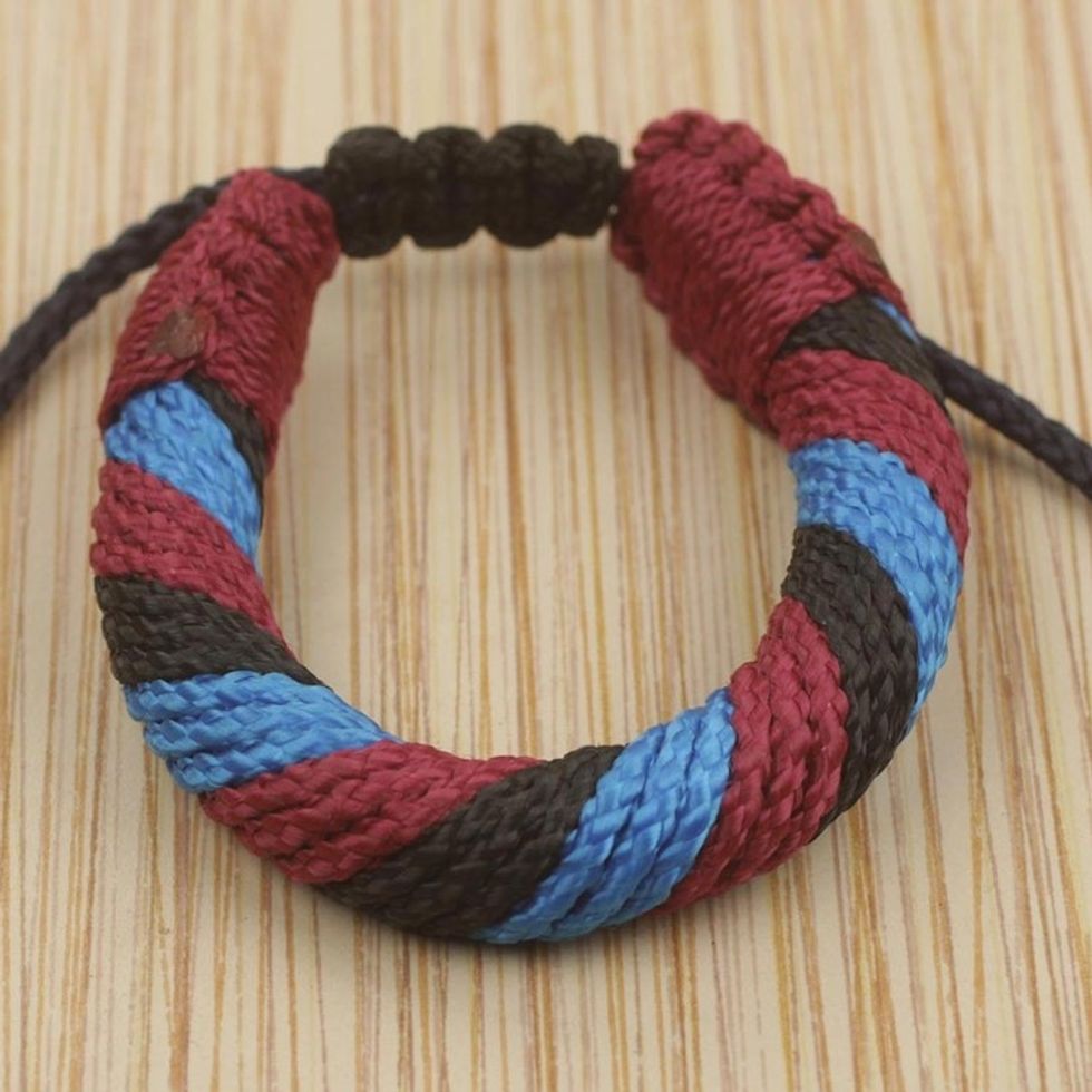 Men's Multicolored Cord Wristband Bracelet from Ghana 'Krobo Mountaintop'