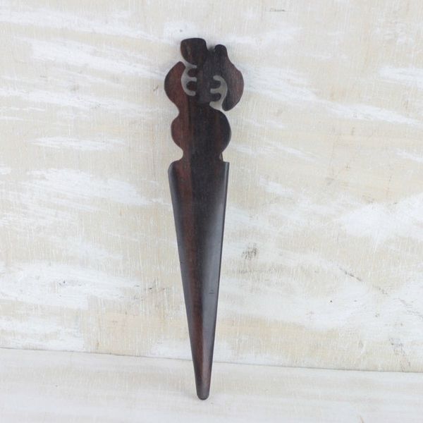 Alternate image for Ebony Wood Gye Nyame Letter Opener from Ghana Gye Nyame Helper