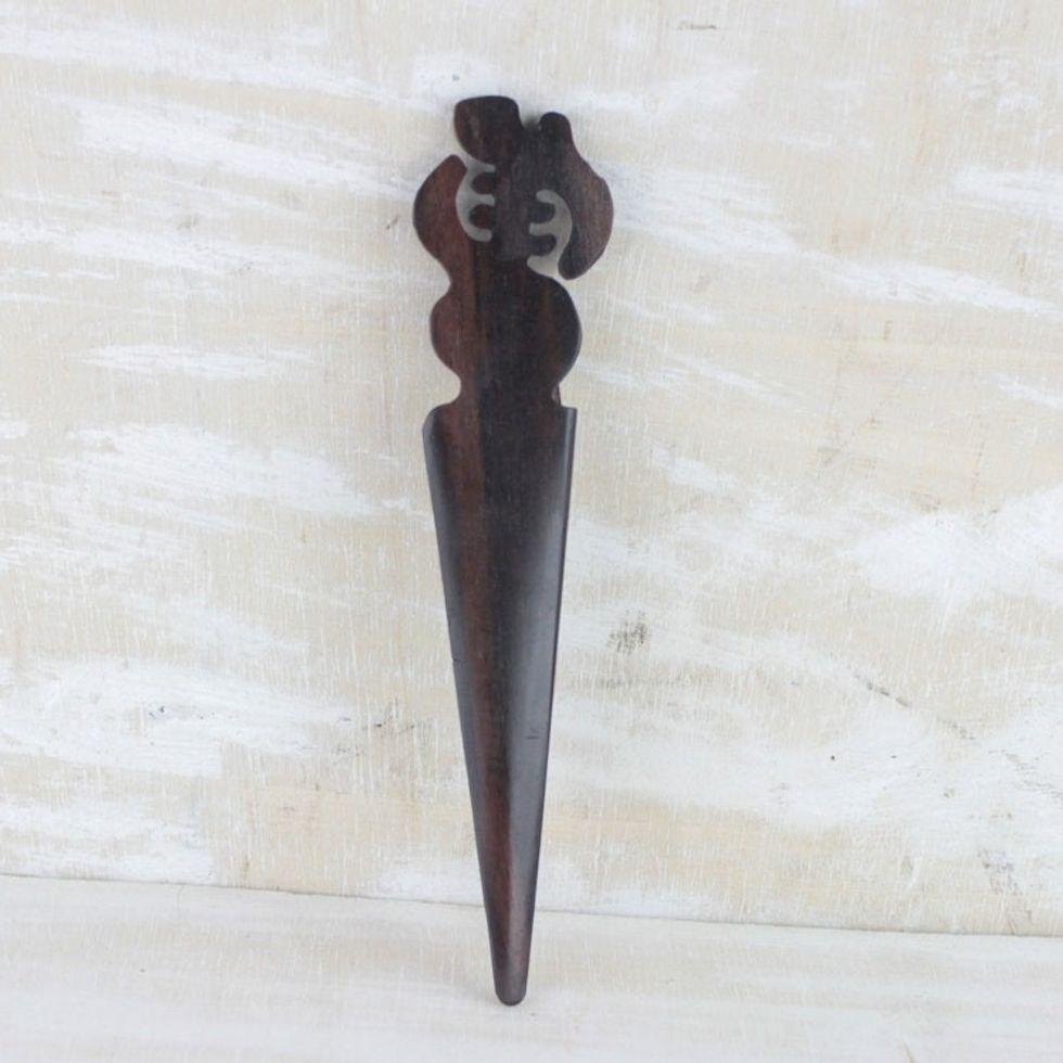 Ebony Wood Gye Nyame Letter Opener from Ghana 'Gye Nyame Helper'