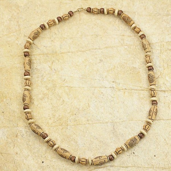 Alternate image for Hand Crafted Beaded Necklace with Floral Motif from Ghana Desert Mirage