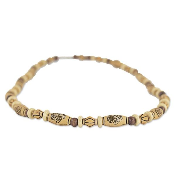 Alternate image for Hand Crafted Beaded Necklace with Floral Motif from Ghana Desert Mirage
