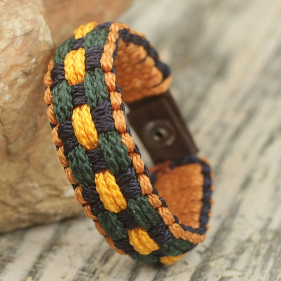 Men's Hand Crafted Wristband Bracelet of Woven Cords 'Forgiveness'