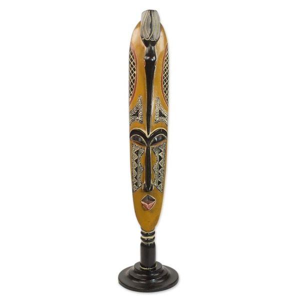 Alternate image for Handcrafted Cedar Wood African Mask on Stand from Ghana Beauty and Love