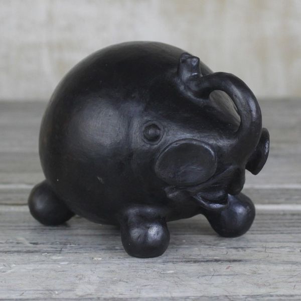 Alternate image for Black Ceramic Jovial Elephant Decorative Sculpture Jovial Elephant