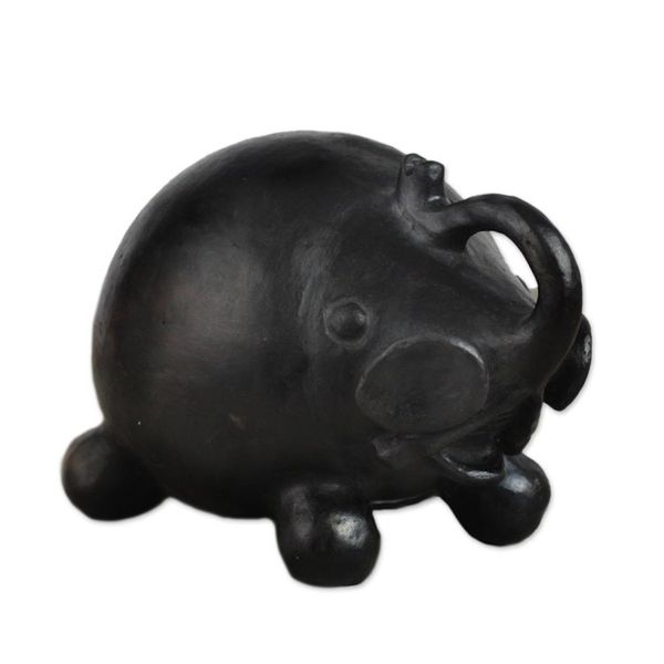 Alternate image for Black Ceramic Jovial Elephant Decorative Sculpture Jovial Elephant