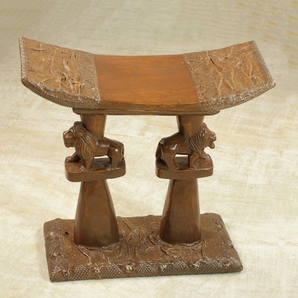 Alternate image for Handcrafted Decorative Wood Lion Throne Stool from Ghana Lion King