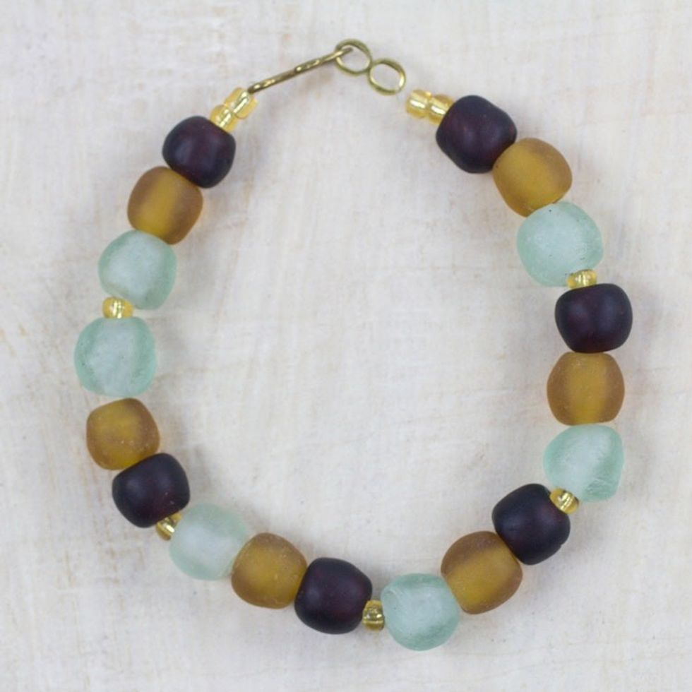 Recycled Glass and Plastic Beaded Bracelet from Ghana 'Fresh Novelty'