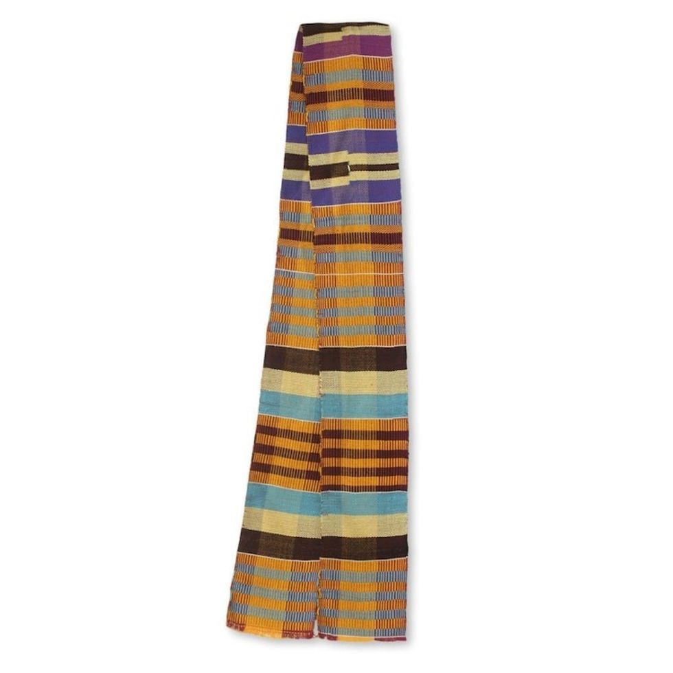 Multicolor Stripe African Kente Cloth Scarf 4 Inch Width 'Progress'