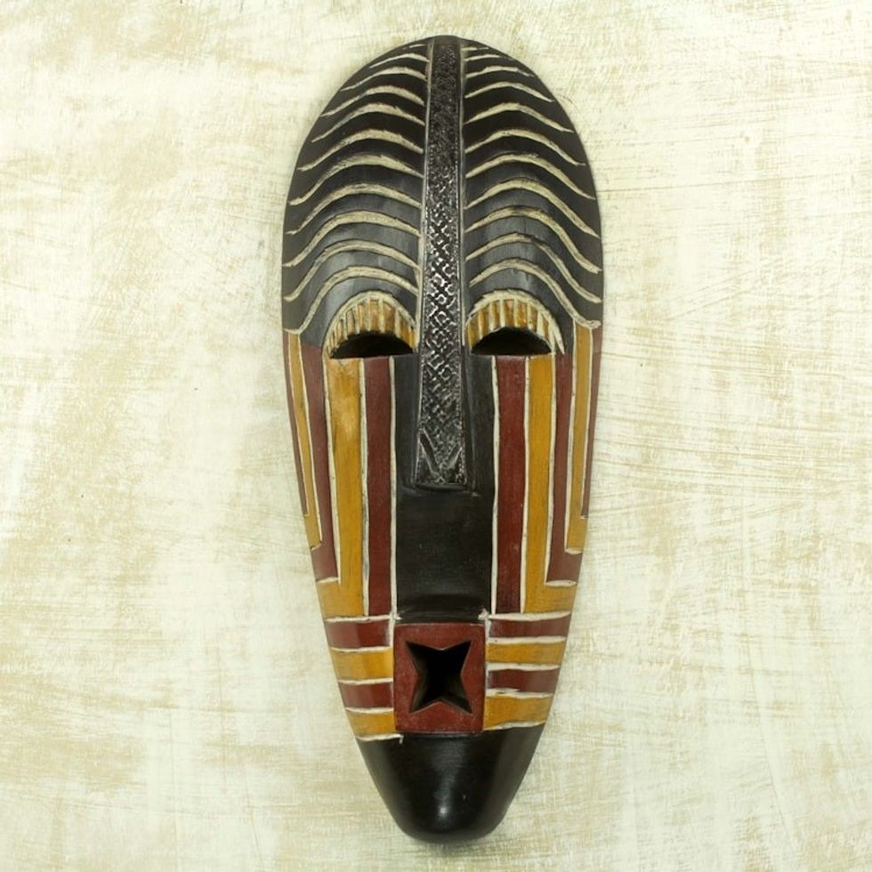 Whistling African Wall Mask Artisan Crafted Wall Decor 'Fito'