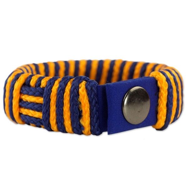 Alternate image for Blue and Gold Cord Striped Bracelet Handmade in Ghana Blue and Gold Kente Power