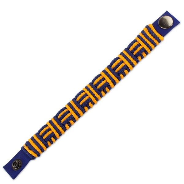 Alternate image for Blue and Gold Cord Striped Bracelet Handmade in Ghana Blue and Gold Kente Power