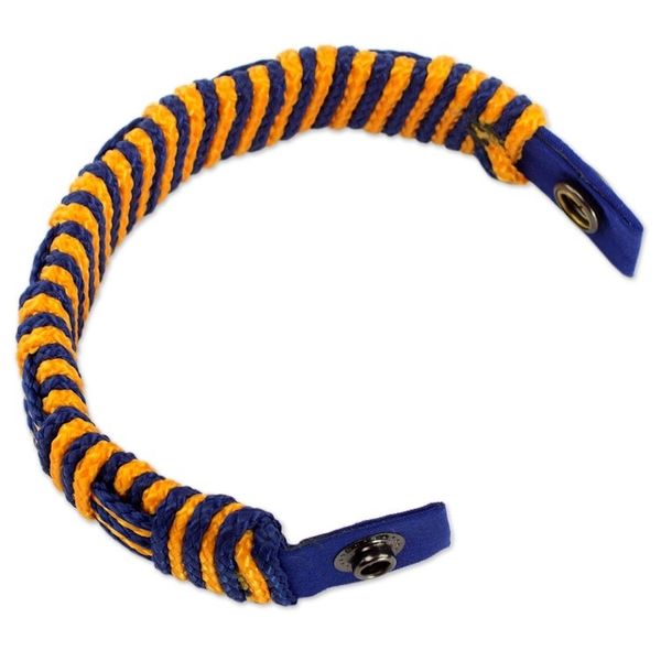 Alternate image for Blue and Gold Cord Striped Bracelet Handmade in Ghana Blue and Gold Kente Power