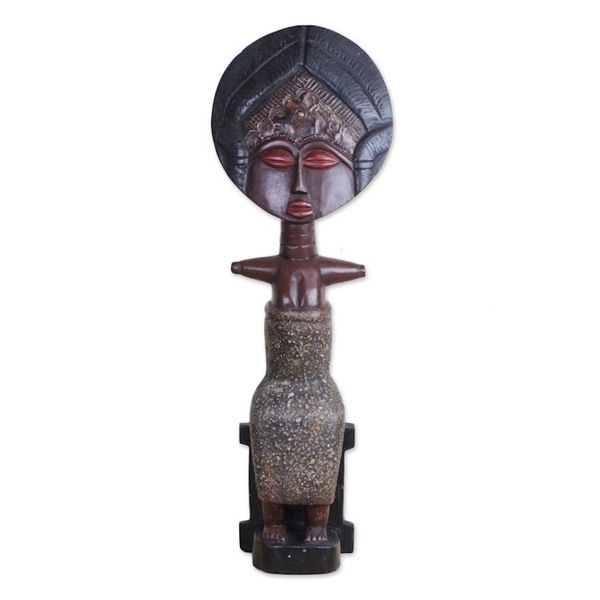 Alternate image for Sese Wood Sitting Mother and Child African Sculpture Only Mother