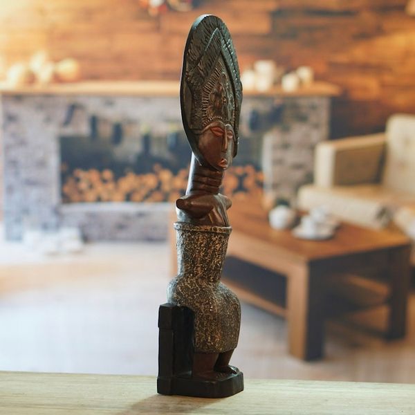 Alternate image for Sese Wood Sitting Mother and Child African Sculpture Only Mother